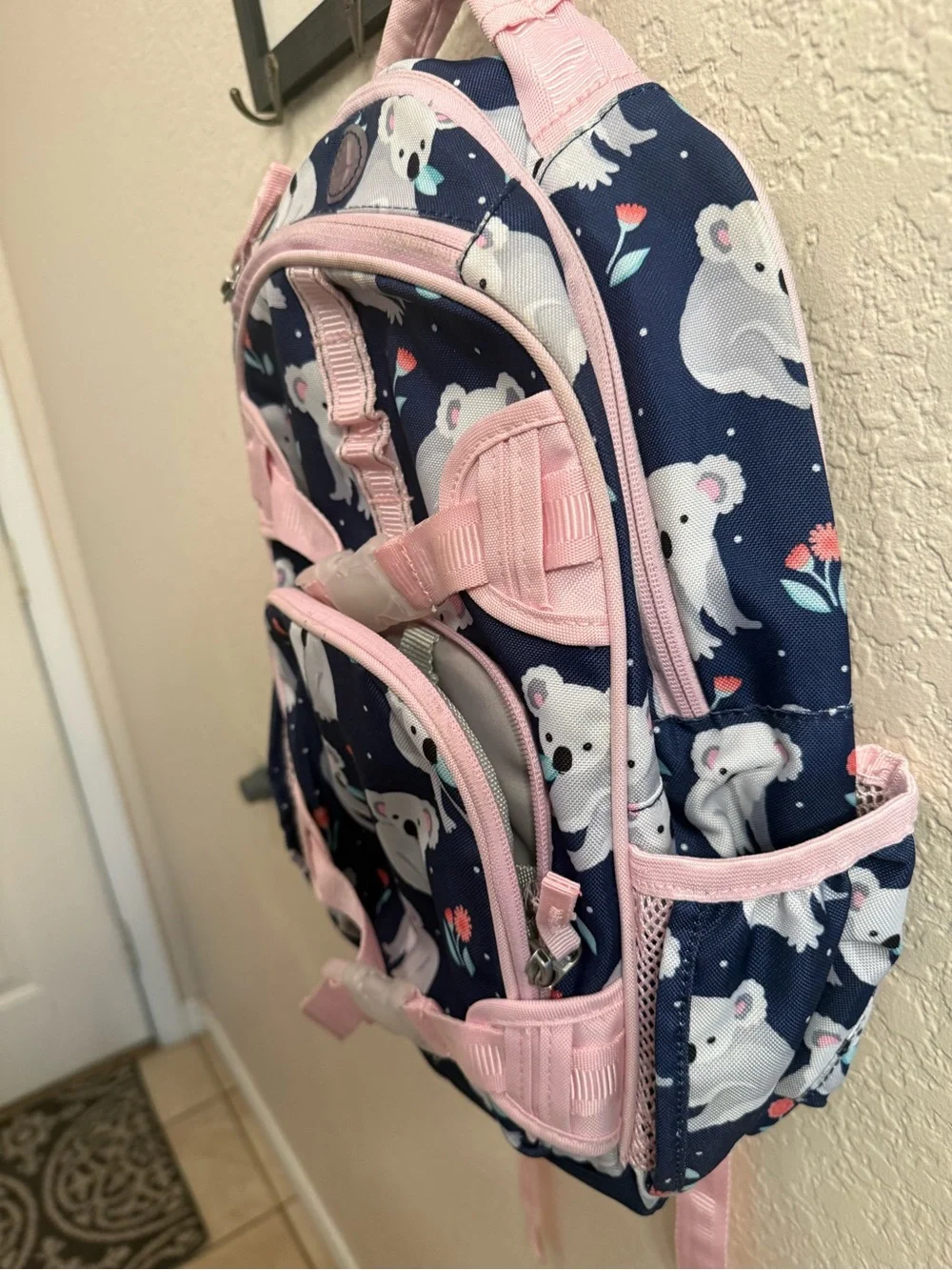 Pottery Barn Kids Mackenzie Pink Navy Koala Print Backpack Small